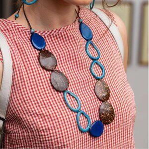 Azul Fair-Trade Tagua and Coconut Statement Necklace
